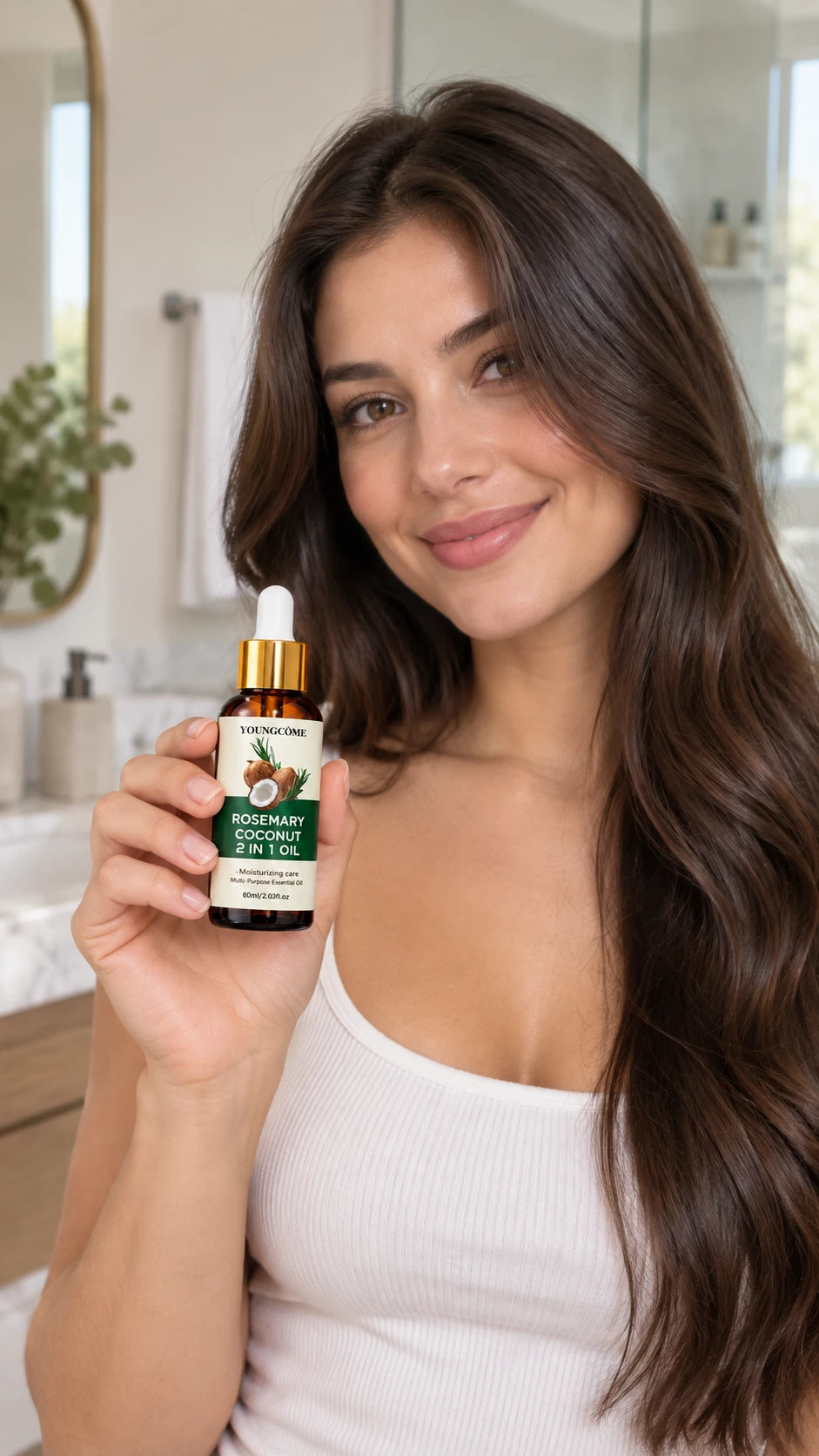 Clienta usando el aceite Youngcome
